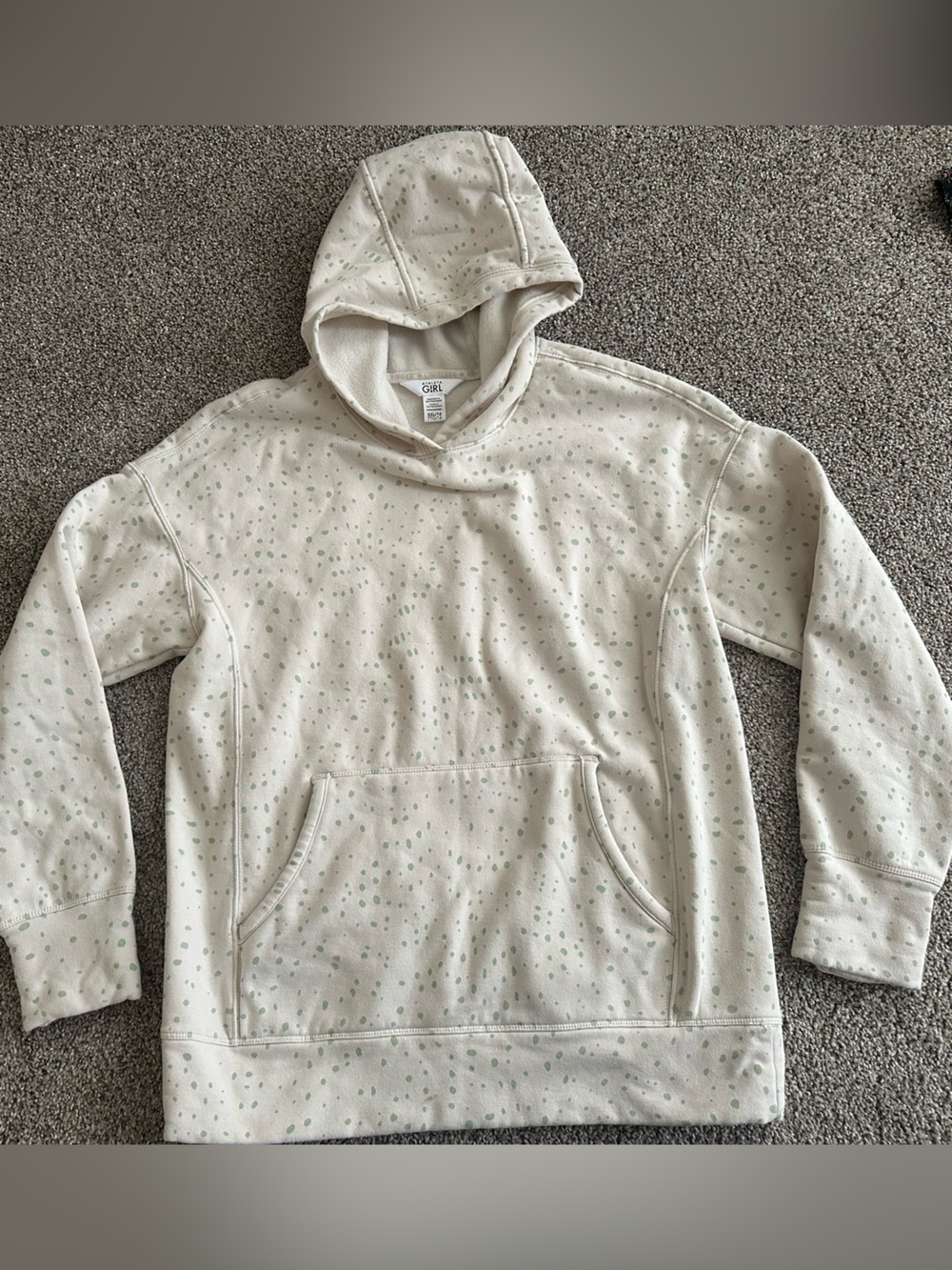 Athleta Cream Hoodie with Light Green Speckle